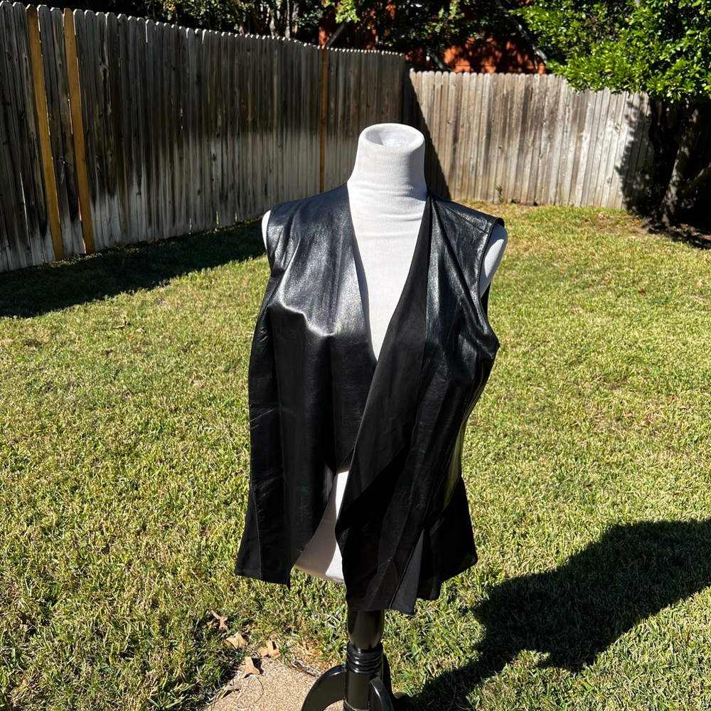Lafayette 148 New York Black Leather Vest